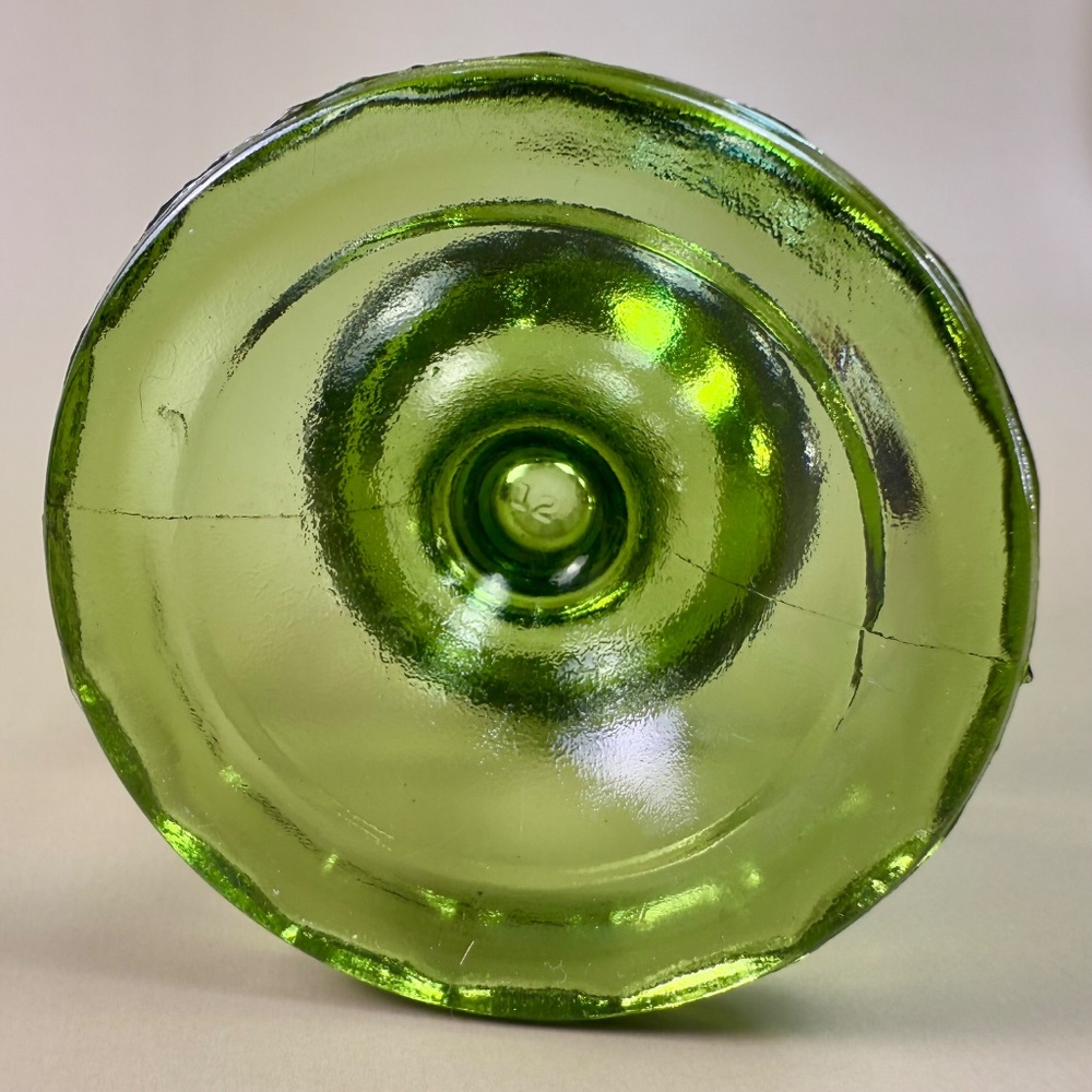 Vintage Avocado Green Pedestal Vase | Fluted Pressed Glass | Lenox Style - Picture 10 of 11